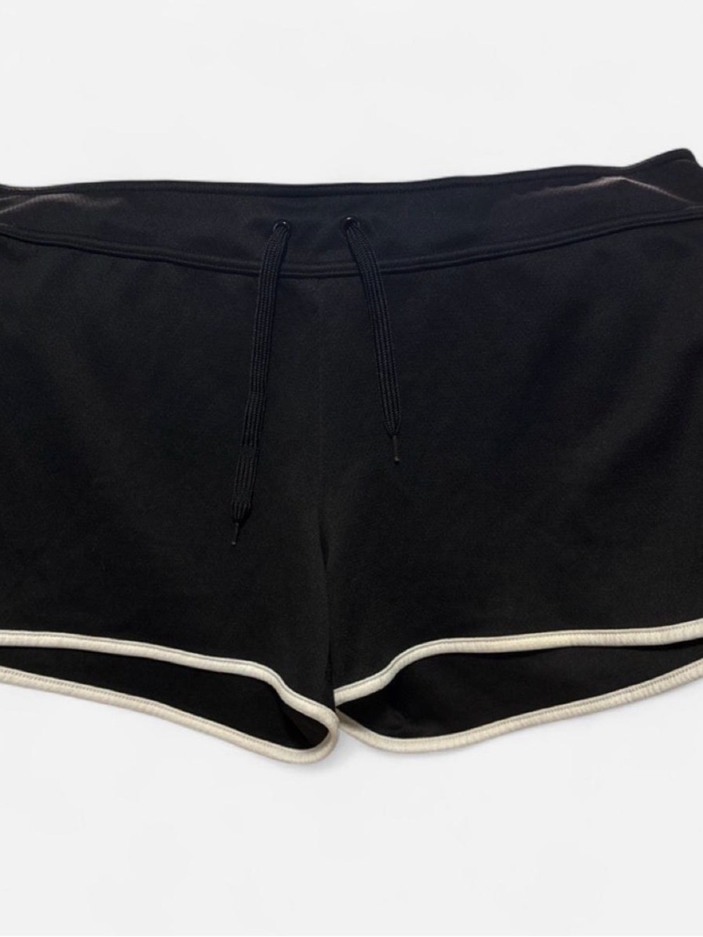 Danskin Now Black Athletic Shorts with Cream Contrast Piping